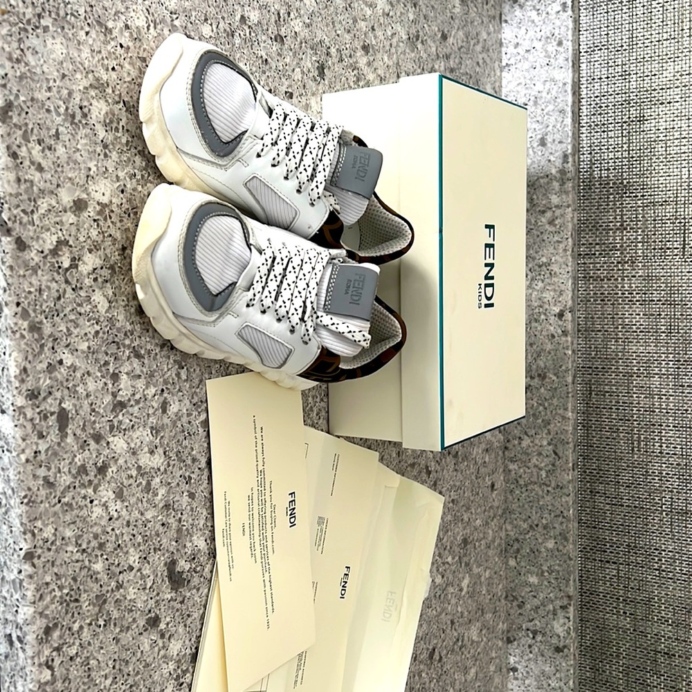 Fendi Junior Nappa Leather Unisex Sneakers